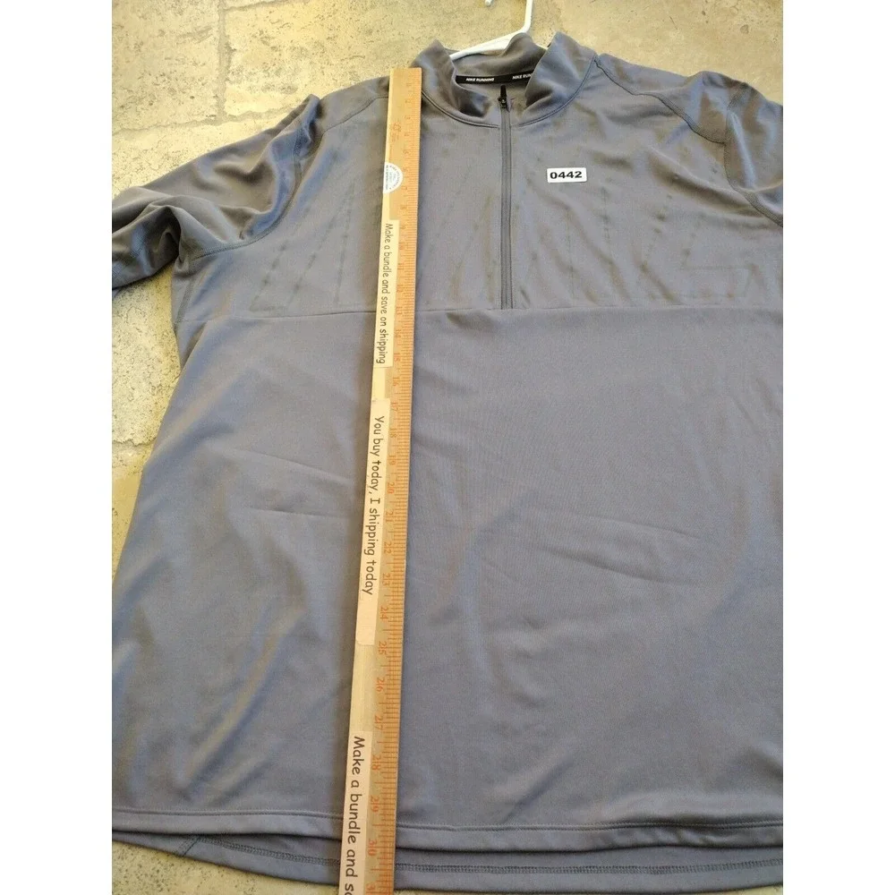 NIKE Running Top Man XXL Gray Dri-Fit Half Zip Pullover Sport‎ Athletic Sporty